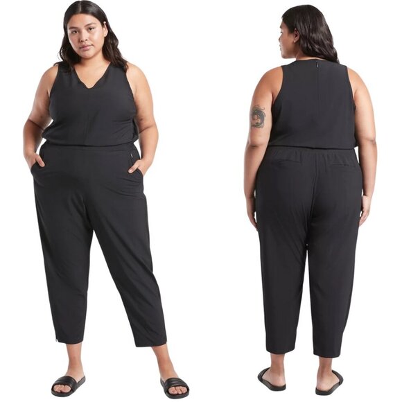 Athleta Brooklyn Jumpsuit Women's 26 Black Active Workout Athleisure Travel NWOT - Picture 1 of 16